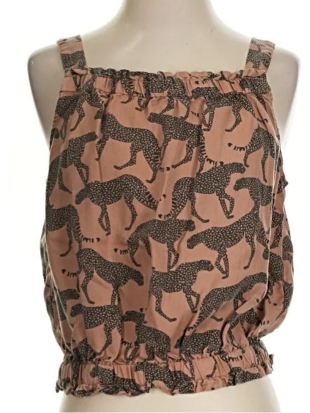 Jane and Delancey Tan and Black Cheetah Print Cropped Tank Top